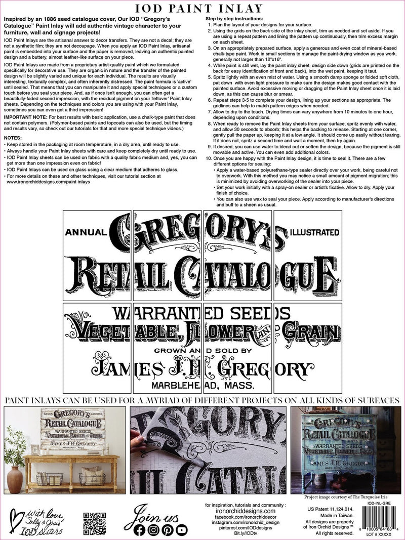 Gregory’s Catalogue IOD Paint Inlay