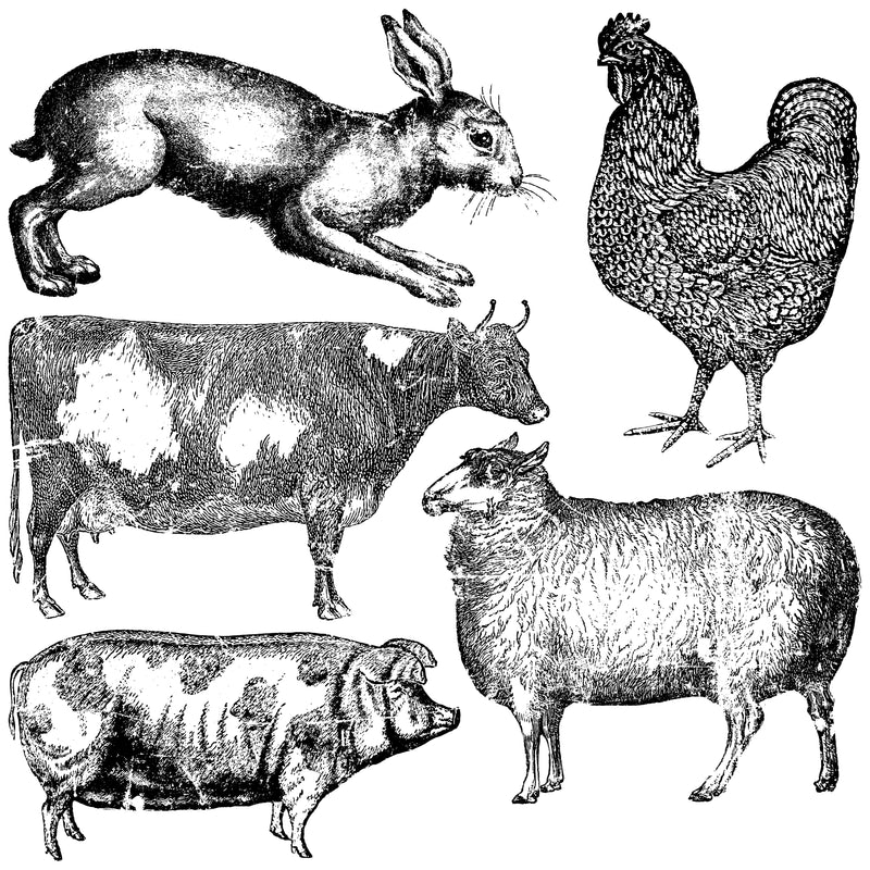 Farm Animals IOD Stamp